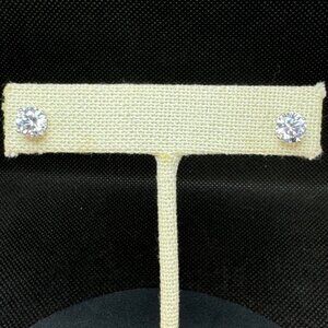 VTG Solid Sterling Silver 925 Cubic Zirconia Prong Set Earrings One Size